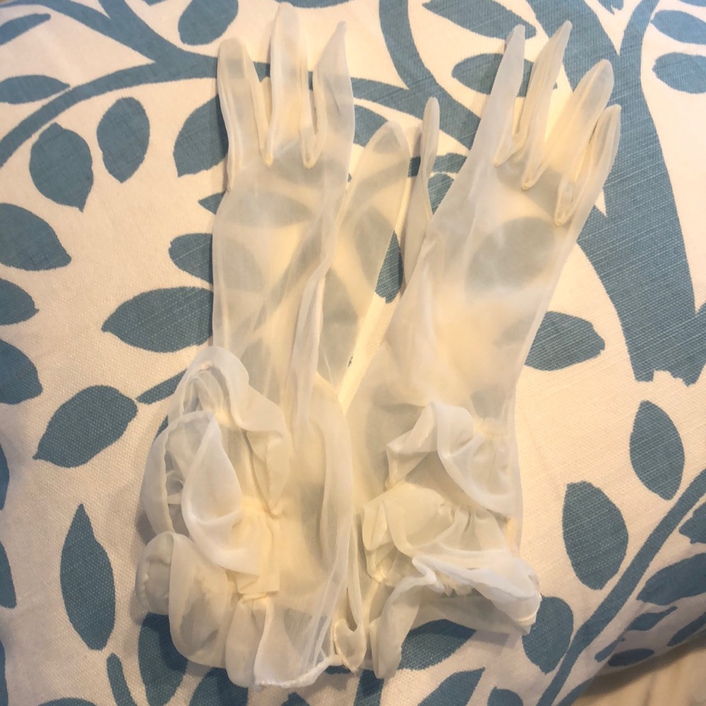 Sheer white cream gloves